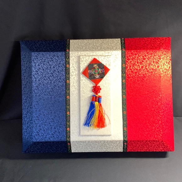 Other - Asian inspired gift box red/white/blue paper lined